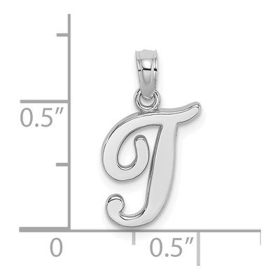 10K White Gold Script Initial T Pendant – view 4