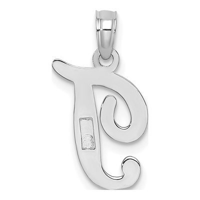 10K White Gold Script Initial T Pendant – view 5