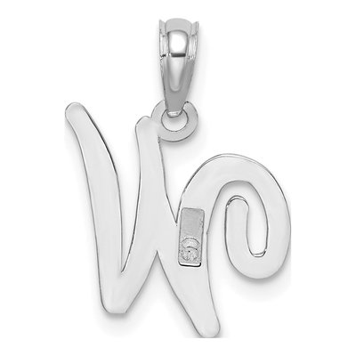 10K White Gold Initial W Pendant – view 5
