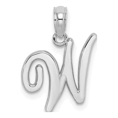 10K White Gold Initial W Pendant