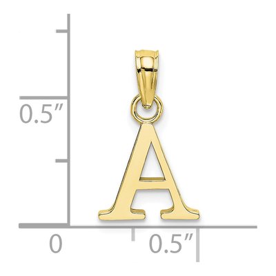 10K Yellow Gold Block Initial A Pendant – view 4