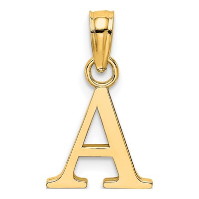 10K Yellow Gold Block Initial A Pendant – view 5