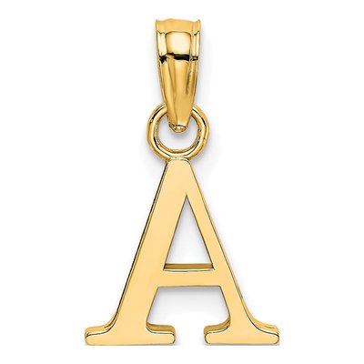 10K Yellow Gold Block Initial A Pendant
