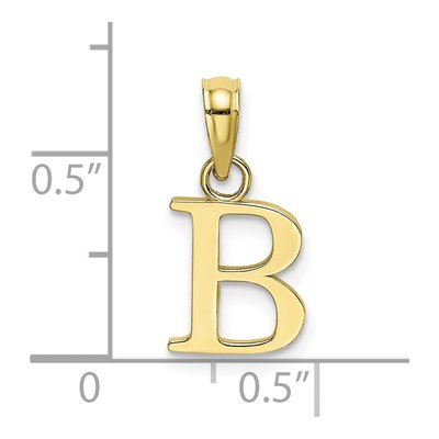10K Yellow Gold Block Initial B Pendant – view 4