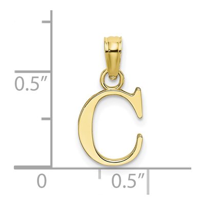 10K Yellow Gold Block Initial C Pendant – view 4