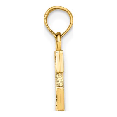 10K Yellow Gold Block Initial E Pendant – view 3