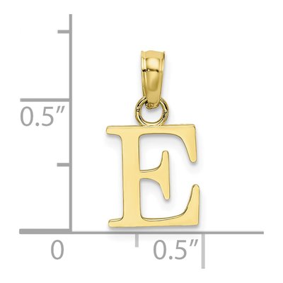 10K Yellow Gold Block Initial E Pendant – view 4