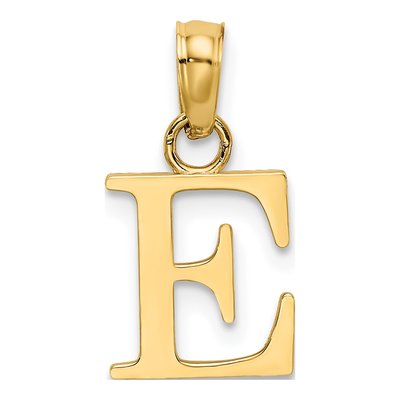 10K Yellow Gold Block Initial E Pendant