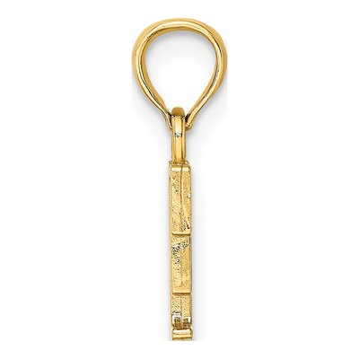 10K Yellow Gold Block Initial F Pendant – view 3