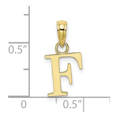 10K Yellow Gold Block Initial F Pendant – view 4