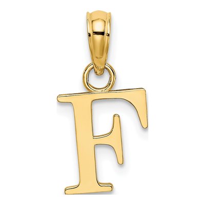 10K Yellow Gold Block Initial F Pendant
