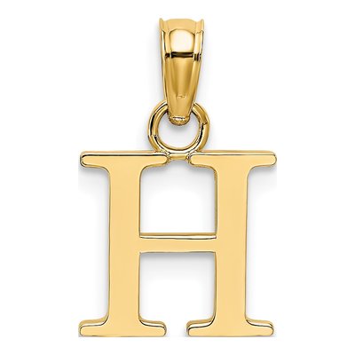 10K Yellow Gold Block Initial H Charm – view 5