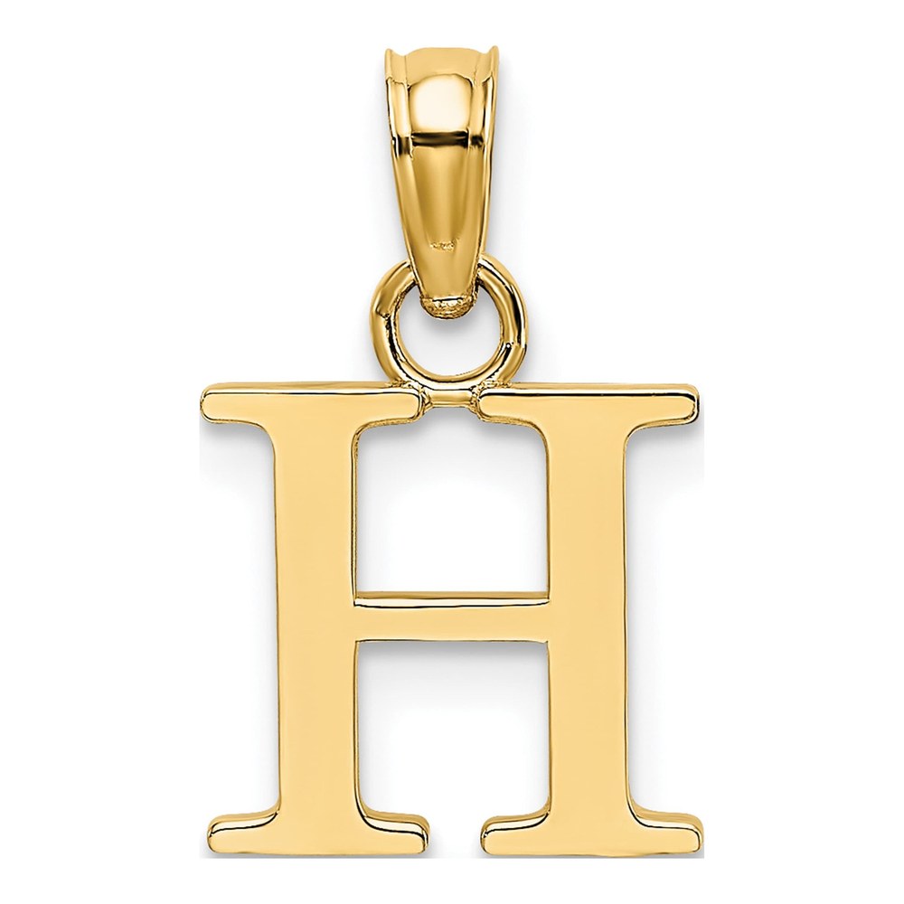 10K Yellow Gold Block Initial H Charm
