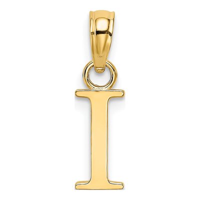 10K Yellow Gold Initial I Block Pendant – view 5