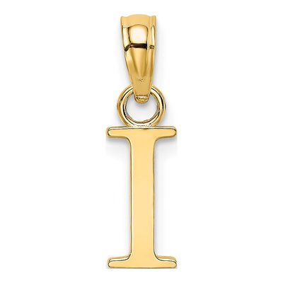 10K Yellow Gold Initial I Block Pendant
