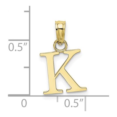 10K Yellow Gold Block Initial K Pendant – view 4