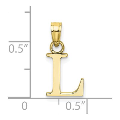 10K Yellow Gold Block Initial L Pendant – view 4