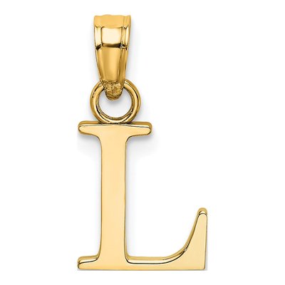 10K Yellow Gold Block Initial L Pendant