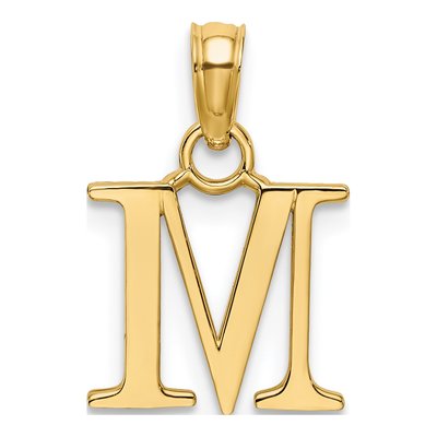 10K Yellow Gold Block Initial M Pendant – view 4