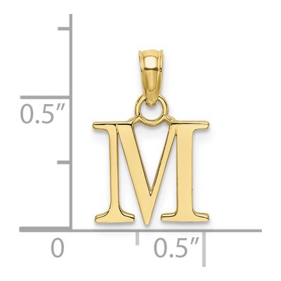 10K Yellow Gold Block Initial M Pendant – view 5