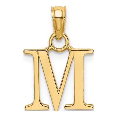 10K Yellow Gold Block Initial M Pendant