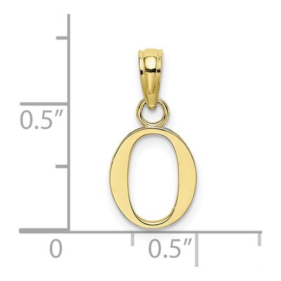 10K Yellow Gold Block Initial O Pendant – view 4