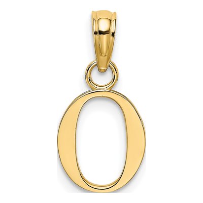 10K Yellow Gold Block Initial O Pendant – view 5