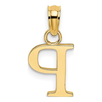 10K Yellow Gold Block Initial P Charm – view 5