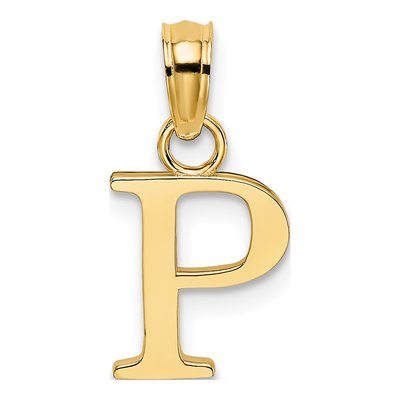 10K Yellow Gold Block Initial P Charm