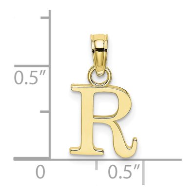 10K Yellow Gold Block Initial R Pendant – view 4