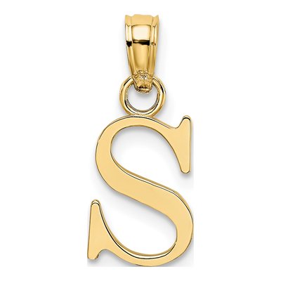 10K Yellow Gold Block Initial S Charm