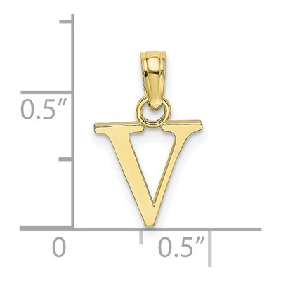 10K Yellow Gold Block Initial V Pendant – view 4