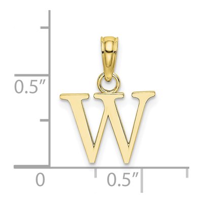 10K Yellow Gold Block Initial W Pendant – view 4