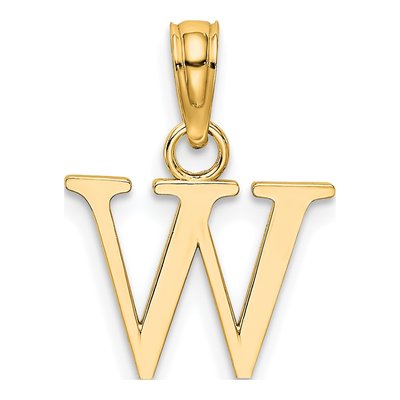 10K Yellow Gold Block Initial W Pendant – view 5