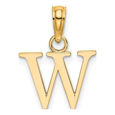 10K Yellow Gold Block Initial W Pendant