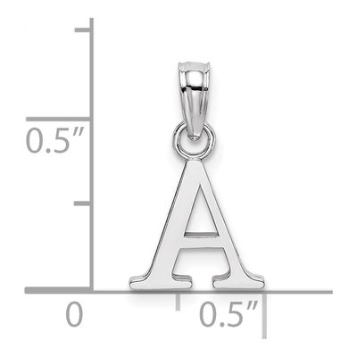 10K White Gold Block Initial A Pendant – view 4