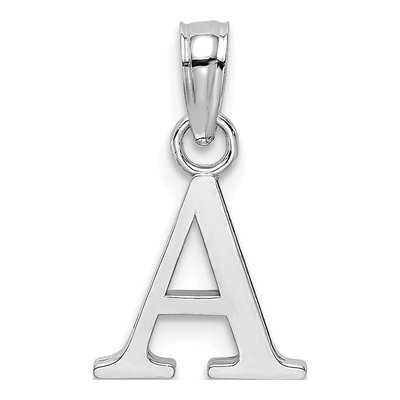10K White Gold Block Initial A Pendant – view 5