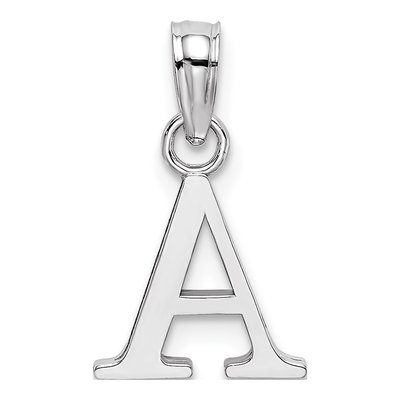 10K White Gold Block Initial A Pendant