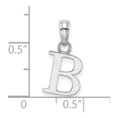 10K White Gold Block Initial B Pendant – view 4