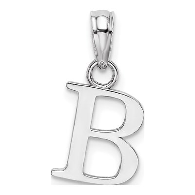 10K White Gold Block Initial B Pendant