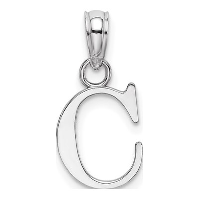10K White Gold Block Initial C Pendant