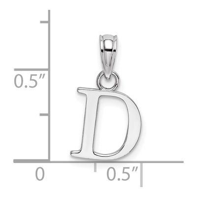10K White Gold Block Initial D Pendant – view 4