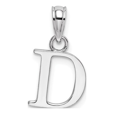 10K White Gold Block Initial D Pendant