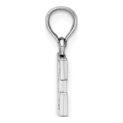 10K White Gold Block Initial E Pendant – view 3
