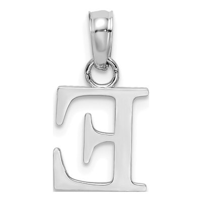 10K White Gold Block Initial E Pendant – view 5