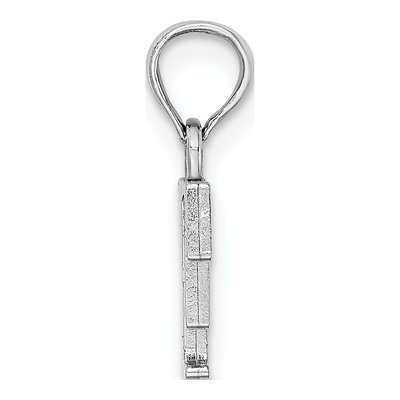 10K White Gold Block Initial F Pendant – view 3