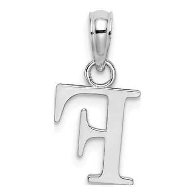 10K White Gold Block Initial F Pendant – view 5