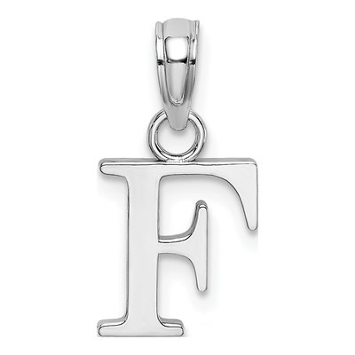 10K White Gold Block Initial F Pendant