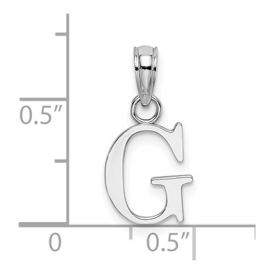 10K White Gold Block Initial G Pendant – view 4