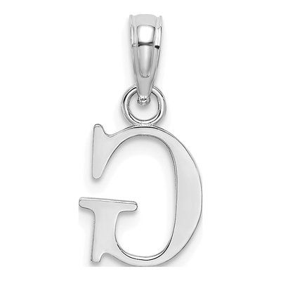 10K White Gold Block Initial G Pendant – view 5